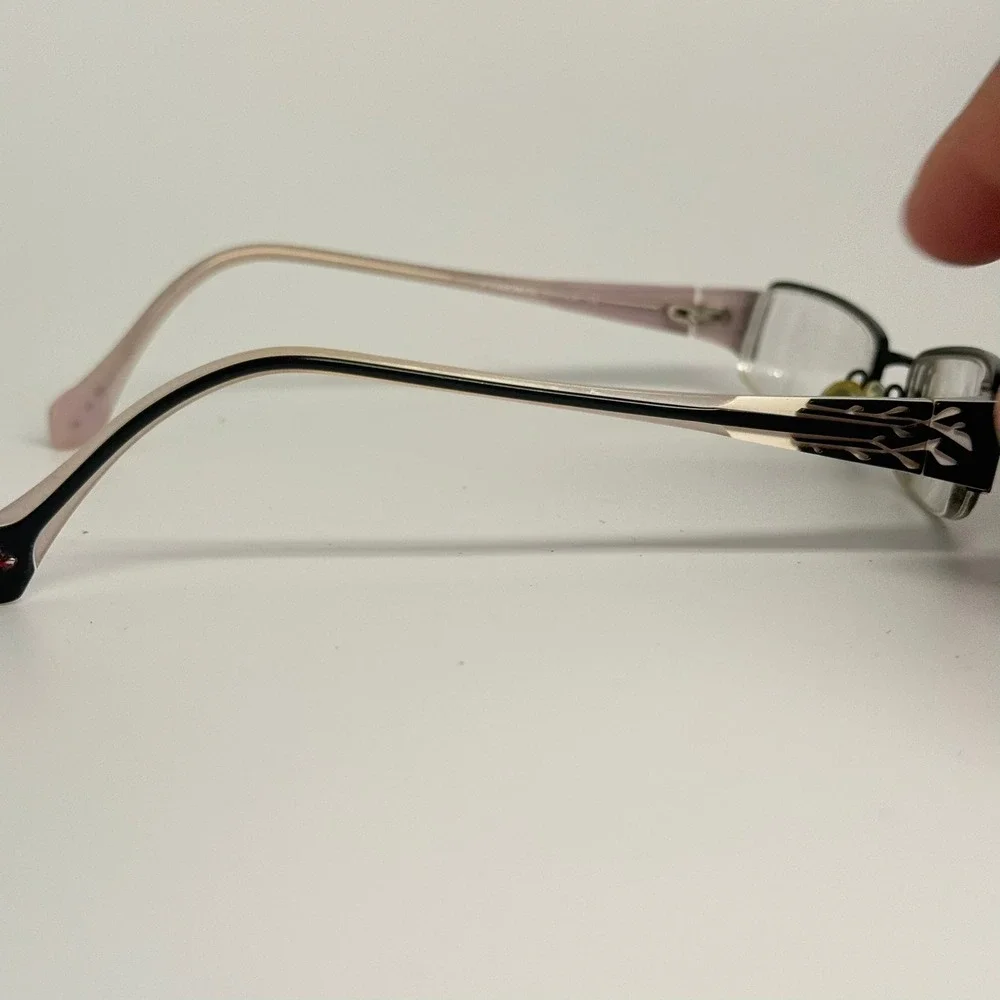 Morel Koali 6312K Black Mauve Rectangular Semi-Rimless Eyeglass Frames 49-18-140